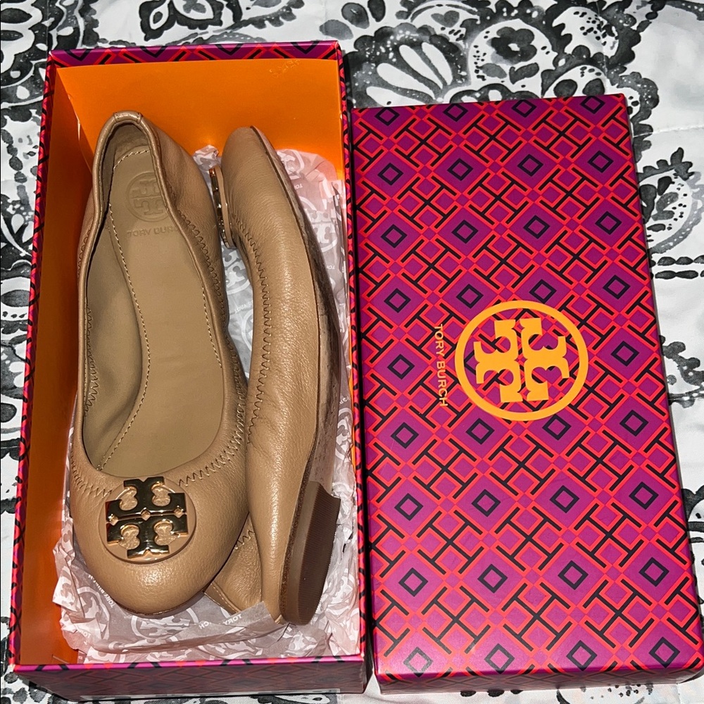 Tory Burch Claire 2 Ballet - Nellie Nappa Leather Flats Size 71/2